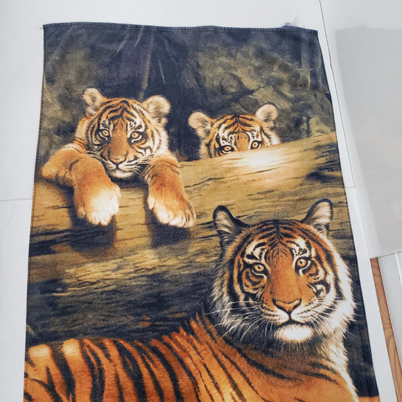 Vintage Hautman Brothers Collection Quiet Fire Tiger Beach Towel 30x59 Black - Picture 3 of 11